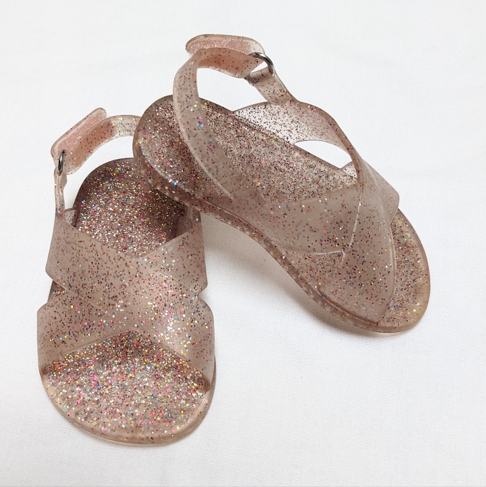 Old Navy Pink Sparkle cross strap Infant sandal with back strap. Size 3.